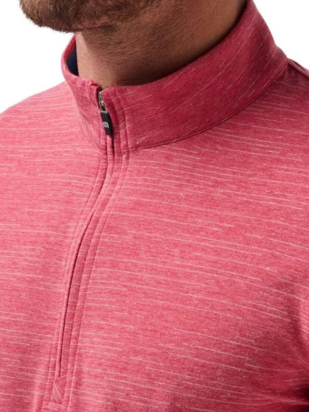Travis Mathew Men’s Heathered Coral Quarter-Zip Pullover